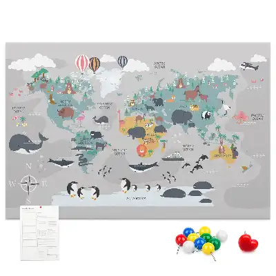 Nástěnka do dětského pokoje Kreslená mapa