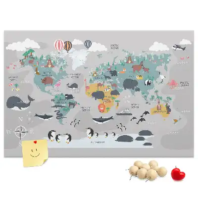 Nástěnka do dětského pokoje Kreslená mapa