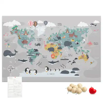 Nástěnka do dětského pokoje Kreslená mapa