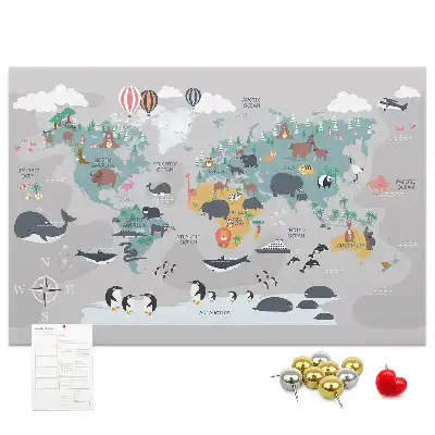 Nástěnka do dětského pokoje Kreslená mapa
