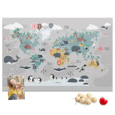 Nástěnka do dětského pokoje Kreslená mapa
