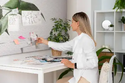 Korková nástěnka s motivem abstraktních listů