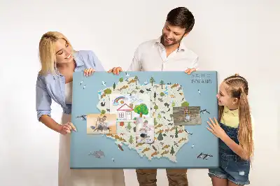 Korková nástěnka Mapa zvířat Polska