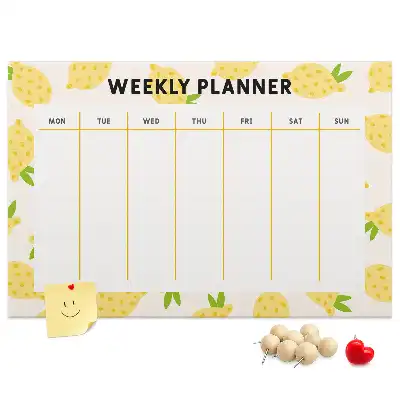 Nástěnka do dětského pokoje Týdenní plánovač s citronem