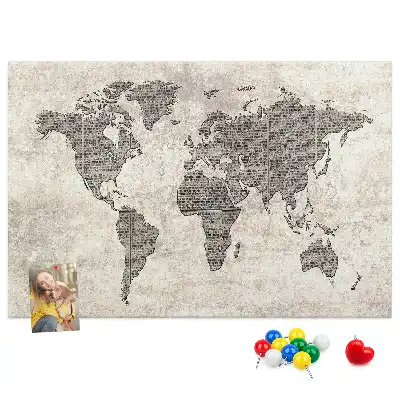 Korková nástěnka Mapa světa noviny