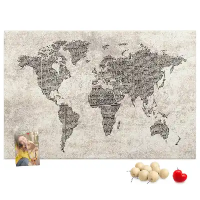 Korková nástěnka Mapa světa noviny