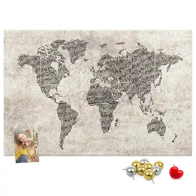 Korková nástěnka Mapa světa noviny