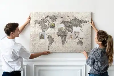 Korková nástěnka Mapa světa noviny