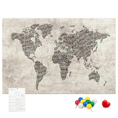 Korková nástěnka Mapa světa noviny
