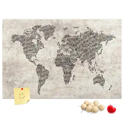 Korková nástěnka Mapa světa noviny