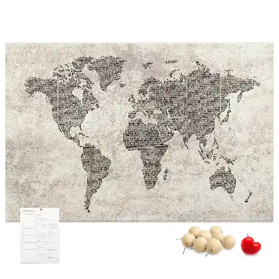 Korková nástěnka Mapa světa noviny