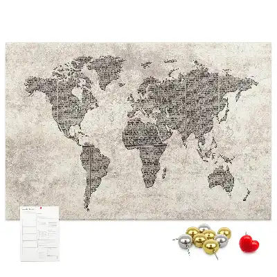 Korková nástěnka Mapa světa noviny