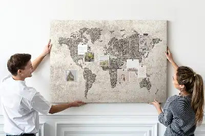 Korková nástěnka Mapa světa noviny