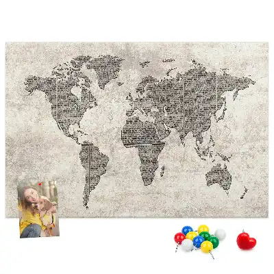 Korková nástěnka Mapa světa noviny