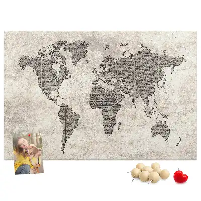 Korková nástěnka Mapa světa noviny
