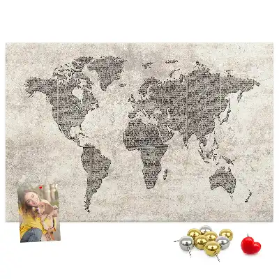 Korková nástěnka Mapa světa noviny