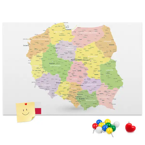 Korková nástěnka s mapou Polska