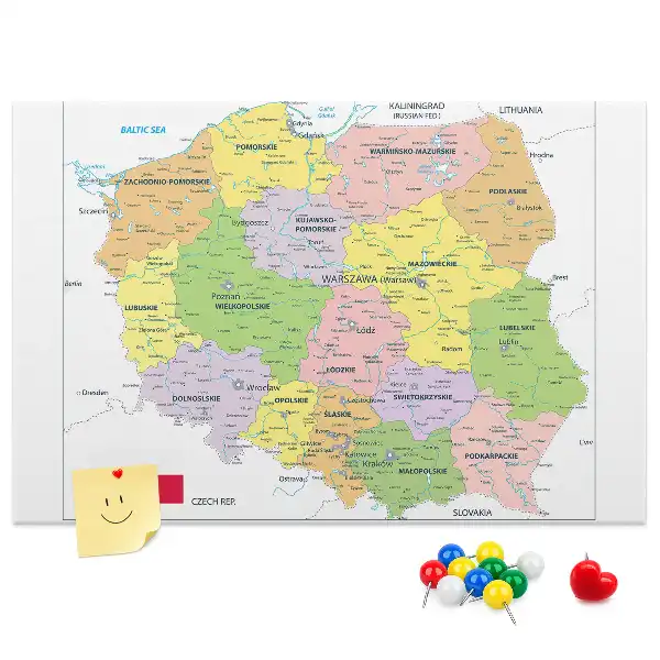 Nástěnka do dětského pokoje s mapou Polska
