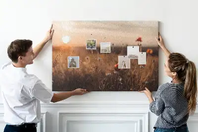 Korková tabule Východ slunce na poli