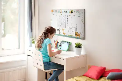 Nástěnka do dětského pokoje Týdenní plánovač pro zvířata