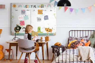 Nástěnka do dětského pokoje Týdenní plánovač pro zvířata