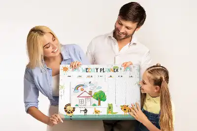 Nástěnka do dětského pokoje Týdenní plánovač pro zvířata