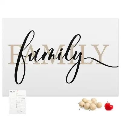 Nástěnná korková tabule s nápisem family