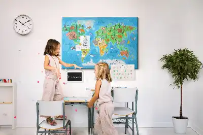 Nástěnka do dětského pokoje Kreslená mapa