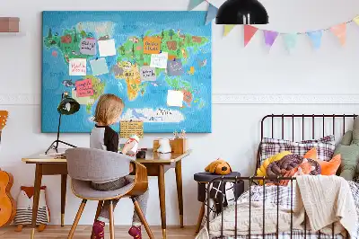 Nástěnka do dětského pokoje Kreslená mapa