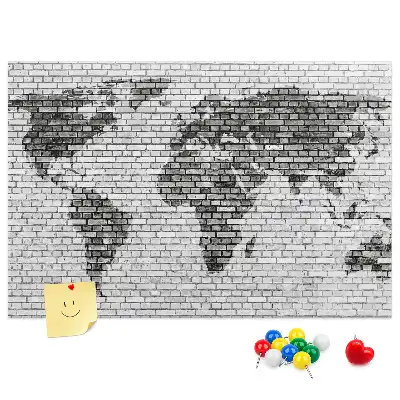 Nástěnka korková Mapa světa z cihel