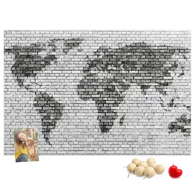 Nástěnka korková Mapa světa z cihel