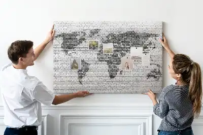 Nástěnka korková Mapa světa z cihel