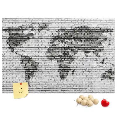 Nástěnka korková Mapa světa z cihel