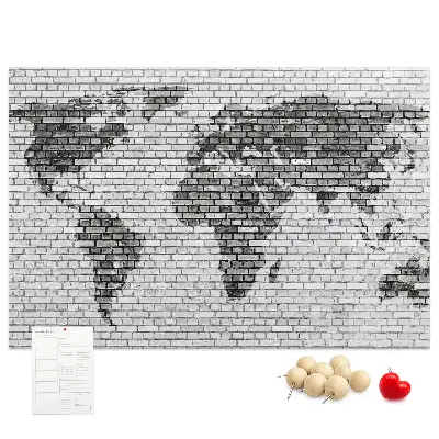 Nástěnka korková Mapa světa z cihel