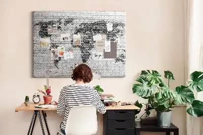 Nástěnka korková Mapa světa z cihel