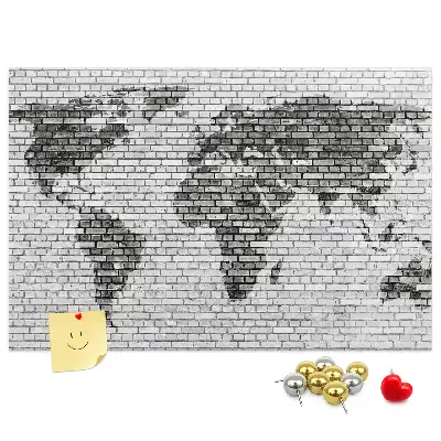 Nástěnka korková Mapa světa z cihel