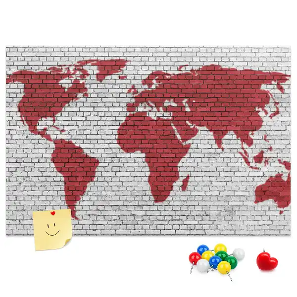 Korková tabule Mapa světa z cihel