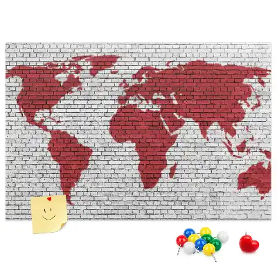 Korková tabule Mapa světa z cihel