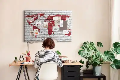 Korková tabule Mapa světa z cihel
