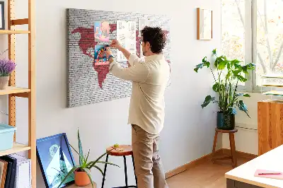 Korková tabule Mapa světa z cihel