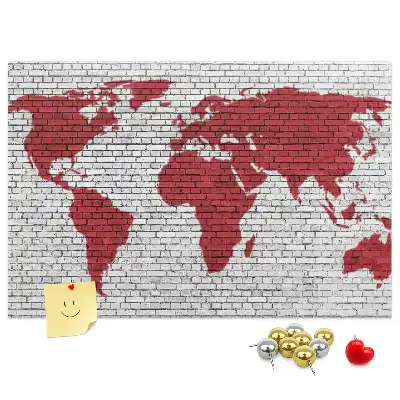 Korková tabule Mapa světa z cihel