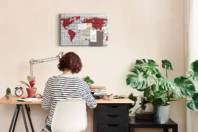 Korková tabule Mapa světa z cihel