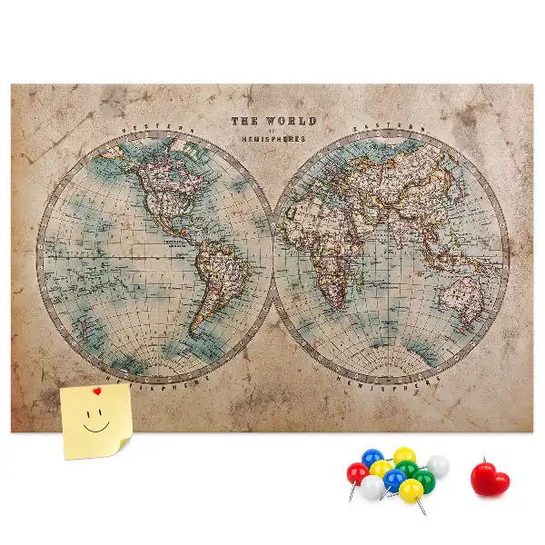 Korková nástěnná mapa světa ve tvaru glóbusu