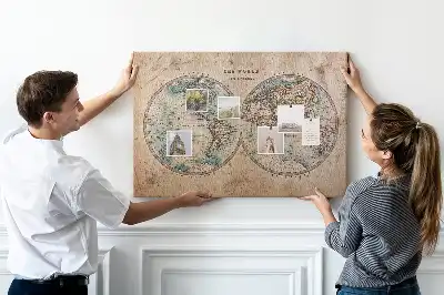 Korková nástěnná mapa světa ve tvaru glóbusu
