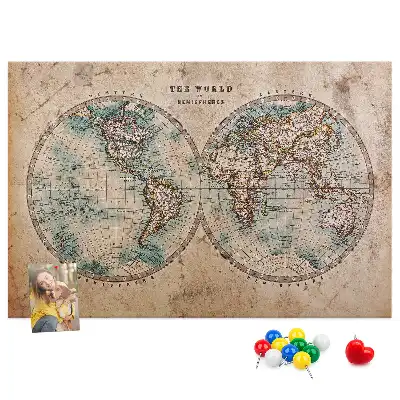 Korková nástěnná mapa světa ve tvaru glóbusu