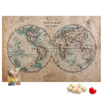 Korková nástěnná mapa světa ve tvaru glóbusu
