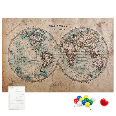 Korková nástěnná mapa světa ve tvaru glóbusu