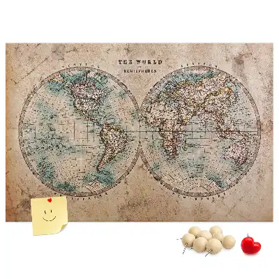 Korková nástěnná mapa světa ve tvaru glóbusu