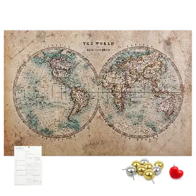 Korková nástěnná mapa světa ve tvaru glóbusu