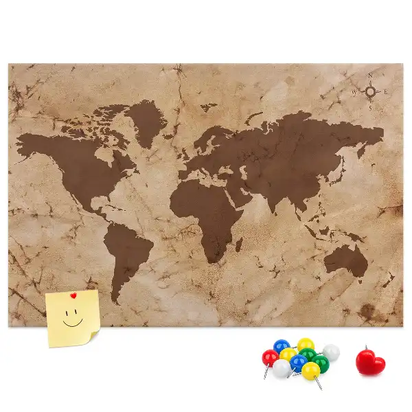 Nástěnka korková Mapa světa ve vintage stylu